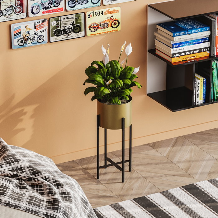 Aberto Design Maceta Decorativa GED-026-A Negro y Dorado